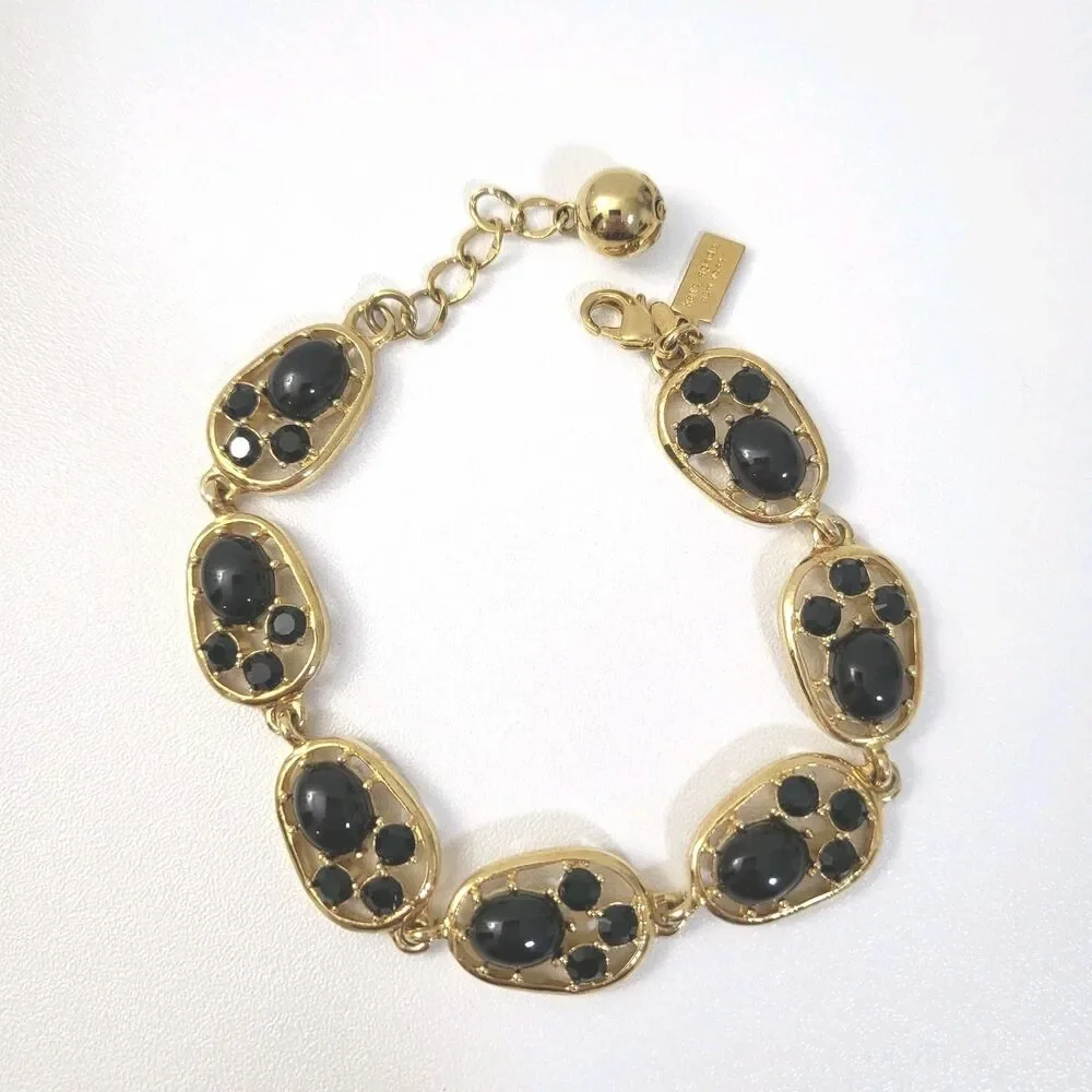 KATE SPADE Gold Tone Black Stone Bracelet